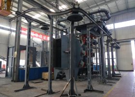 剛剛將一臺發往上海的懸鏈通過式拋丸機安裝完畢！大喜！